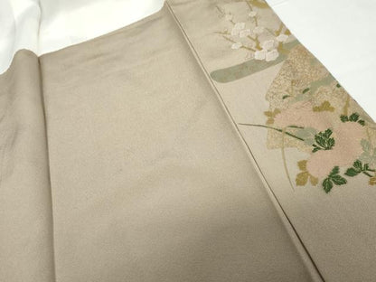 平和屋着物●豪華色留袖　駒刺繍　飛鶴梅松花文　金銀彩　正絹　逸品　未使用　AABG9983cs