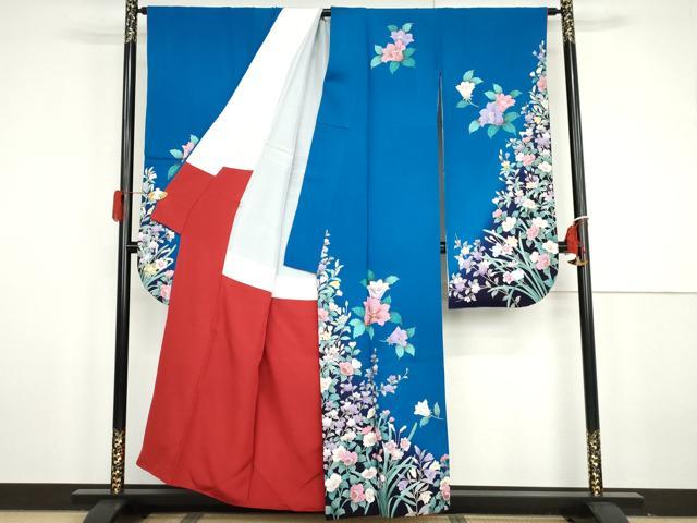 平和屋着物●豪華振袖　草花文　暈し染め　金彩　正絹　逸品　AABG9984cs
