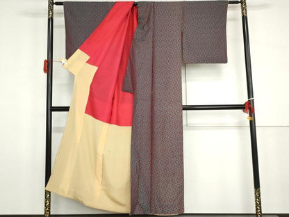 平和屋着物●アンティーク　大正ロマン　お召　丸文　正絹　逸品　AABG9985cs