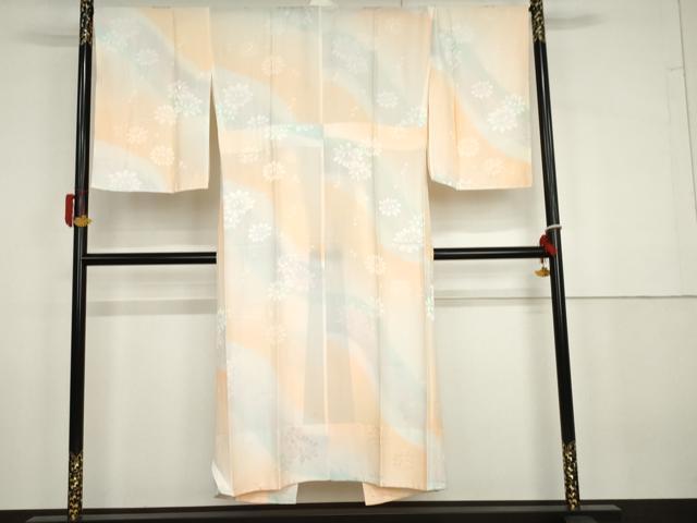 平和屋着物●長襦袢　無双仕立て　枝花地紋　暈し染め　正絹　逸品　AABG9987cs