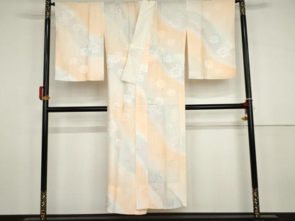 平和屋着物●長襦袢　無双仕立て　枝花地紋　暈し染め　正絹　逸品　AABG9987cs