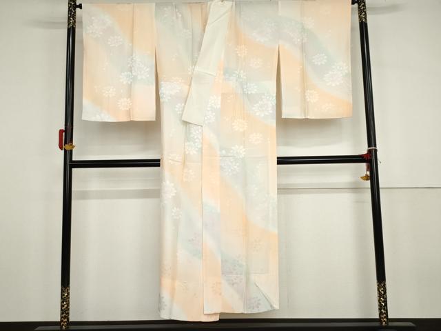 平和屋着物●長襦袢　無双仕立て　枝花地紋　暈し染め　正絹　逸品　AABG9987cs