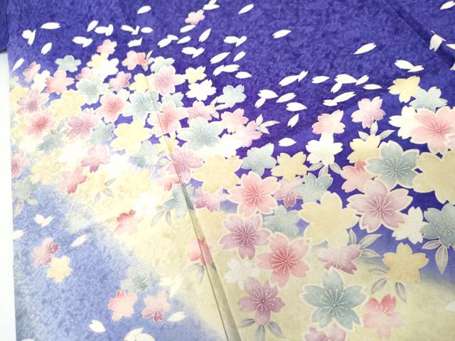 平和屋着物●豪華振袖・長襦袢(無双仕立て)セット　舞花文　暈し染め　正絹　逸品　AABG9990cs