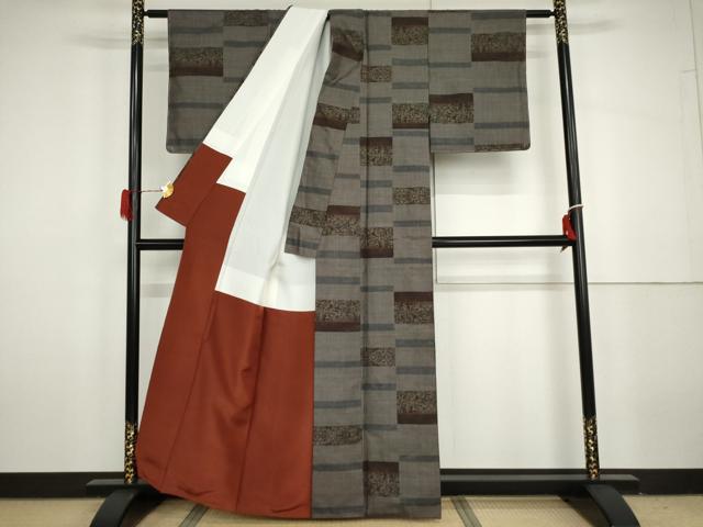 平和屋着物●本場大島紬　名匠たかし　カタス7マルキ　変わり横段文　証紙付き　正絹　逸品　AABG9992cs