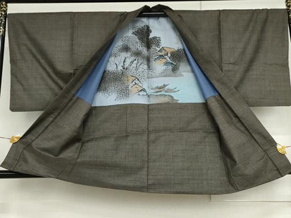 平和屋着物●男性　本場大島紬　アンサンブル　手織り　100亀甲　総詰め　証紙付き　新納光夫作　正絹　逸品　AABG9993cs