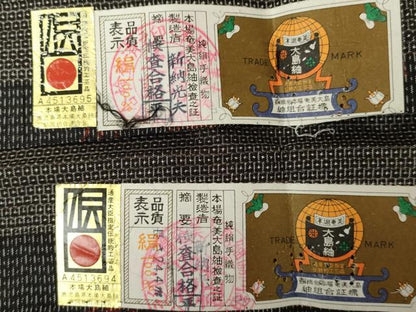 平和屋着物●男性　本場大島紬　アンサンブル　手織り　100亀甲　総詰め　証紙付き　新納光夫作　正絹　逸品　AABG9993cs