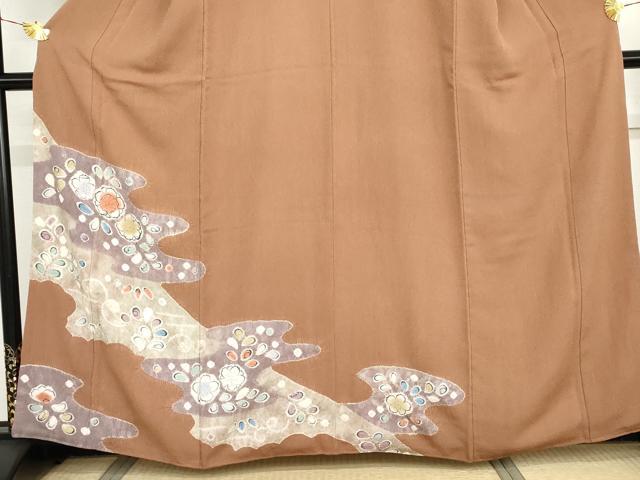平和屋着物●訪問着　絞り　辻が花　反端付き　正絹　逸品　AABG9995cs