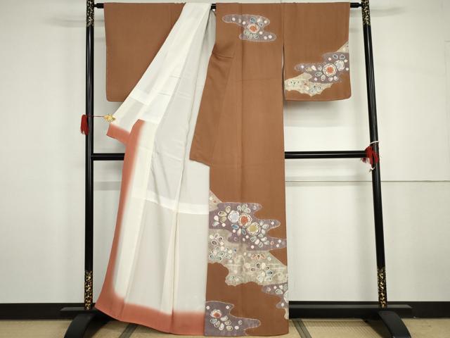 平和屋着物●訪問着　辻が花　絞り　金通し地　正絹　逸品　AABF6628cs 平和屋着物○訪問着 作家物 孝美 辻が花 舞花文 正絹 逸品 AABF3610ck