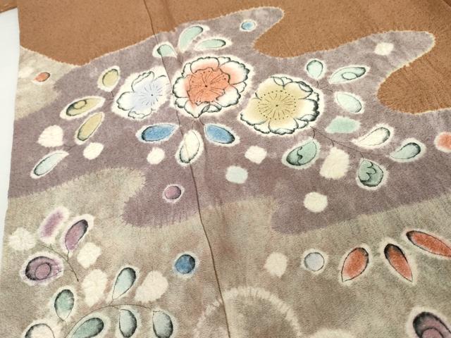 平和屋着物●訪問着　絞り　辻が花　反端付き　正絹　逸品　AABG9995cs
