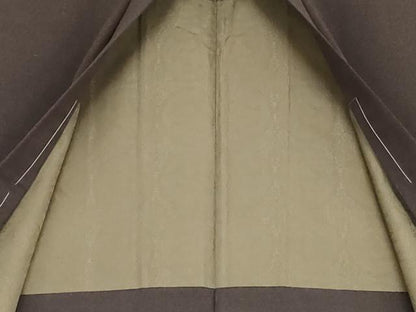 平和屋着物●男性　お召　アンサンブル　着物：煤竹色　羽織：濃鼠色地　正絹　逸品　AABG9996cs