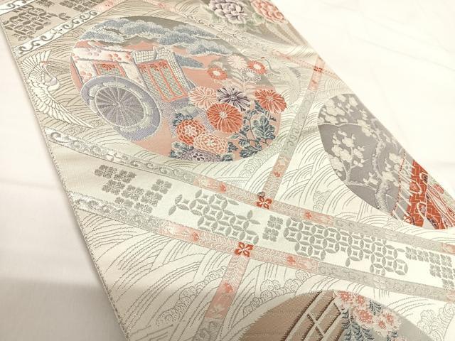 平和屋着物◎六通柄袋帯 天井文 九百錦 プラチナ箔 正絹 逸品 AABH0002yx