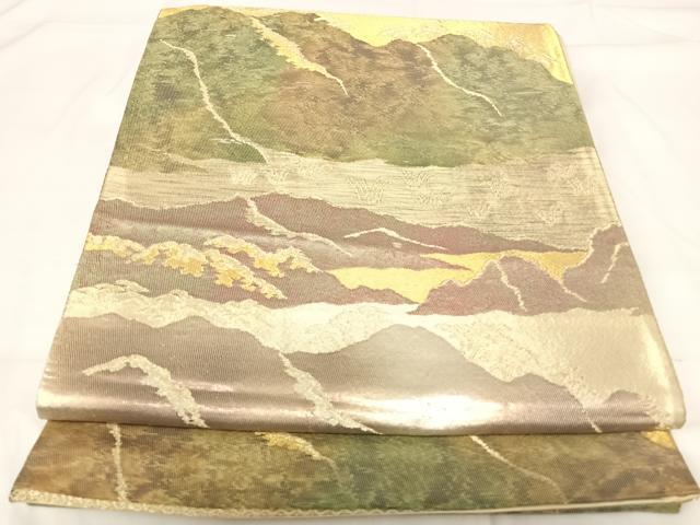 平和屋着物◎六通柄袋帯 遠山文 正絹 逸品 AABH0013yx