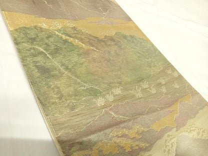 平和屋着物◎六通柄袋帯 遠山文 正絹 逸品 AABH0013yx