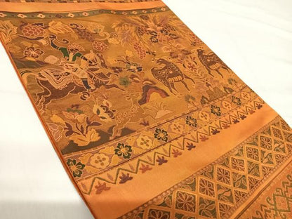 平和屋着物◎六通柄袋帯　鳥獣文　正絹　逸品　AABH0015yx
