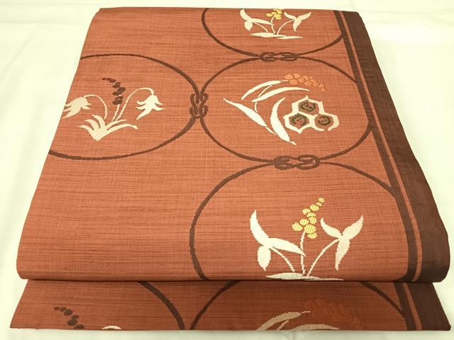 平和屋着物◎六通柄袋帯 花丸文 正絹 逸品 AABH0016yx