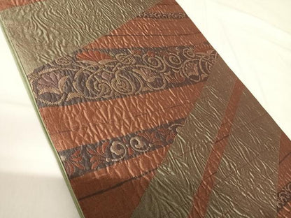 平和屋着物◎六通柄袋帯　ふくれ織　花唐草文　金糸　正絹　逸品　AABH0018yx