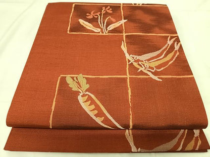平和屋着物◎六通柄袋帯　成り物　金糸　正絹　逸品　AABH0026yx