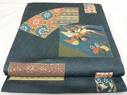 平和屋着物◎六通柄袋帯 公家有職文 金糸 正絹 逸品 AABH0027yx