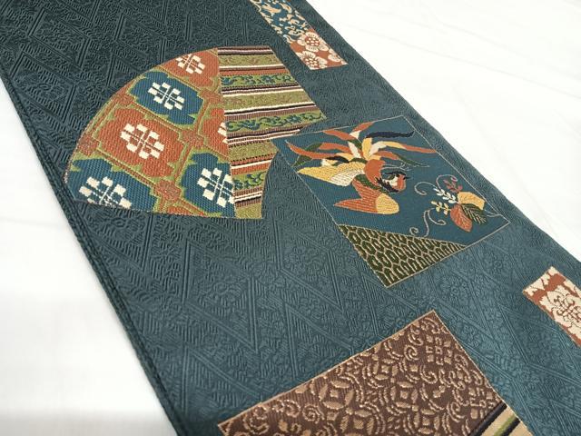 平和屋着物◎六通柄袋帯 公家有職文 金糸 正絹 逸品 AABH0027yx