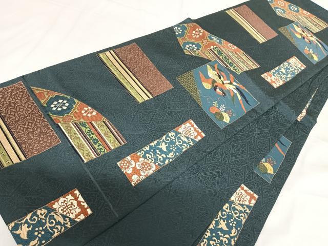 平和屋着物◎六通柄袋帯 公家有職文 金糸 正絹 逸品 AABH0027yx