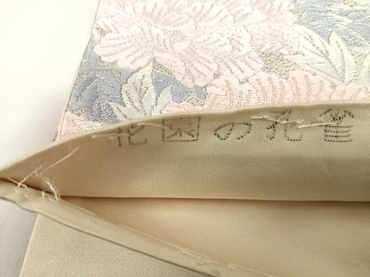 平和屋着物◎西陣 六通柄袋帯 唐織 花園の孔雀 プラチナ箔 正絹 逸品 AABH0033yx