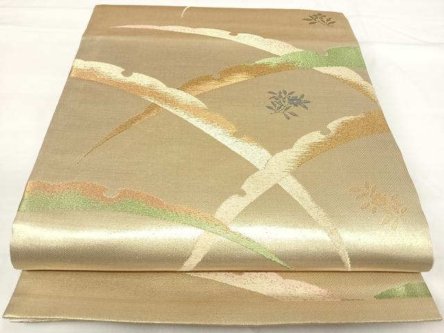 平和屋着物◎六通柄袋帯　雪芝文　金糸　正絹　逸品　AABH0038yx