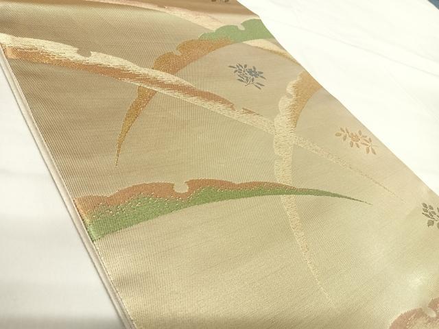 平和屋着物◎六通柄袋帯　雪芝文　金糸　正絹　逸品　AABH0038yx
