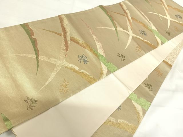 平和屋着物◎六通柄袋帯　雪芝文　金糸　正絹　逸品　AABH0038yx