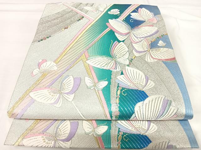 平和屋着物◎六通柄袋帯　唐織　舞蝶文　金銀糸　正絹　逸品　AABH0049yx
