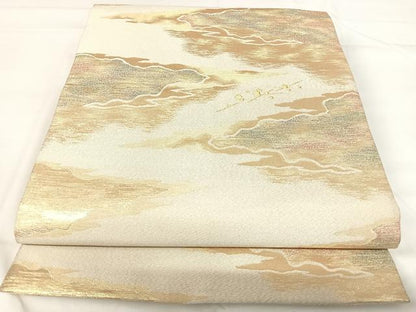 平和屋着物◎貴藤つづれ 六通柄袋帯 霞文 金銀糸 正絹 逸品 AABH0059yx