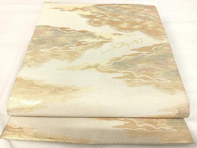 平和屋着物◎貴藤つづれ 六通柄袋帯 霞文 金銀糸 正絹 逸品 AABH0059yx