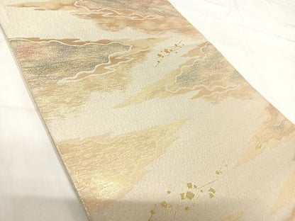 平和屋着物◎貴藤つづれ 六通柄袋帯 霞文 金銀糸 正絹 逸品 AABH0059yx