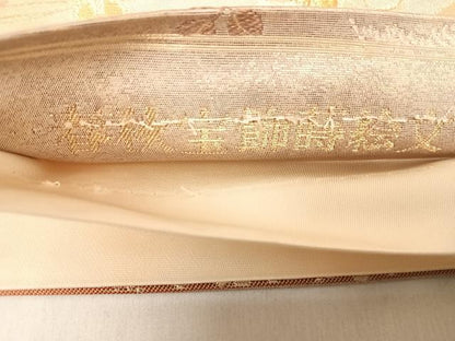 平和屋着物◎六通柄袋帯 唐織 春秋宝飾蒔絵文 金糸 正絹 逸品 AABH0075yx