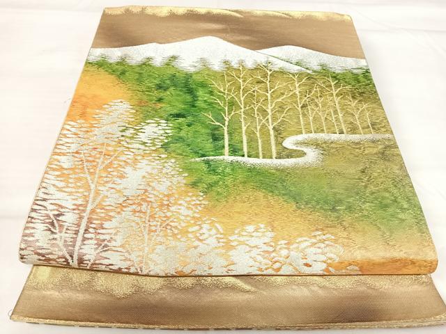 平和屋着物◎六通柄袋帯　樹林文　金銀糸　正絹　逸品　AABH0081yx
