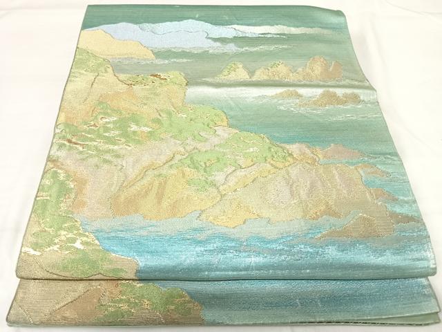 平和屋着物◎六通柄袋帯　日本山甲シリーズ　石廊山甲　金銀糸　正絹　逸品　AABH0083yx