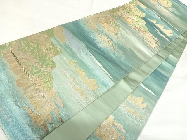 平和屋着物◎六通柄袋帯　日本山甲シリーズ　石廊山甲　金銀糸　正絹　逸品　AABH0083yx