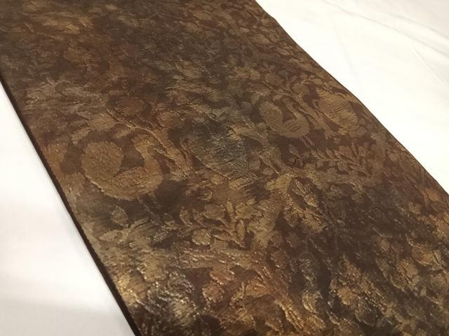 平和屋着物◎六通柄袋帯　花鳥文　引箔　正絹　逸品　AABH0084yx