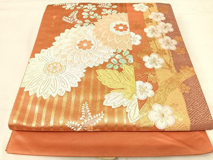 平和屋着物◎とみや織物 六通柄袋帯 唐織 誰ヶ袖慶繍花 金糸 正絹 逸品 AABH0087yx