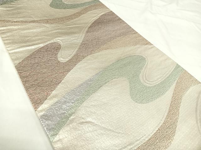 平和屋着物◎六通柄袋帯 流水文 銀糸 正絹 逸品 AABH0092yx