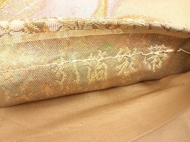 平和屋着物◎六通柄袋帯　錦秀寿松鶴文　引箔　正絹　逸品　AABH0098yx