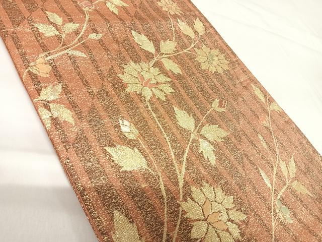 平和屋着物◎六通柄袋帯　唐織　更紗花文　金糸　正絹　逸品　AABH0100yx