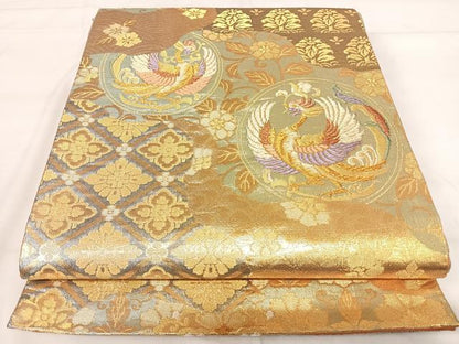 平和屋着物◎六通柄袋帯　紹倉　飛翔鳳凰文　金銀糸　正絹　逸品　AABH0121yx