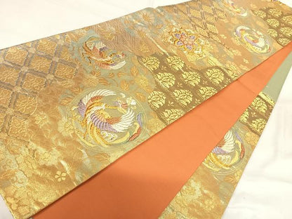 平和屋着物◎六通柄袋帯　紹倉　飛翔鳳凰文　金銀糸　正絹　逸品　AABH0121yx