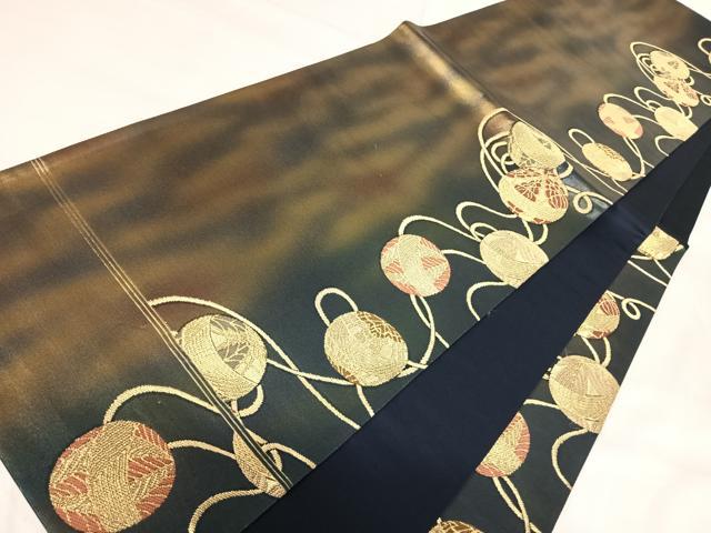 平和屋着物◎六通柄袋帯　唐織　乙女の想い出　金糸　正絹　逸品　AABH0125yx