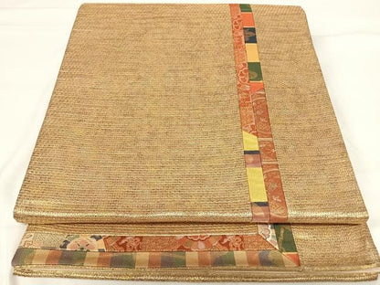 平和屋着物◎太鼓柄袋帯　切り嵌め　花間道　金糸　正絹　逸品　AABH0128yx