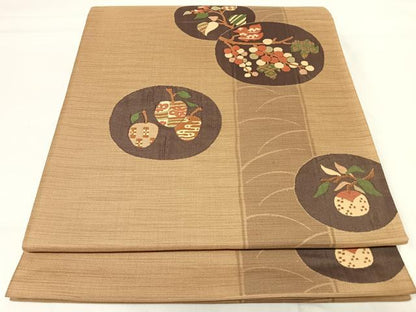 平和屋着物◎六通柄袋帯　花むらさき　花丸文　正絹　逸品　AABH0140yx