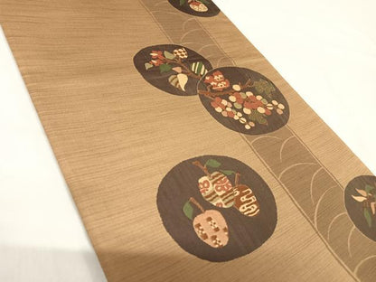 平和屋着物◎六通柄袋帯　花むらさき　花丸文　正絹　逸品　AABH0140yx