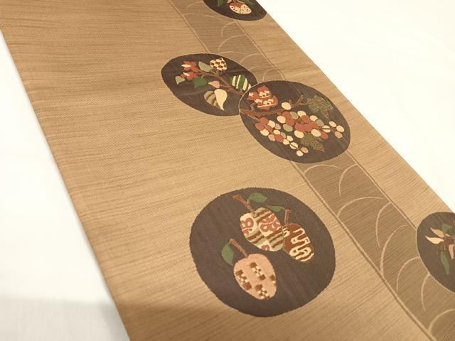 平和屋着物◎六通柄袋帯　花むらさき　花丸文　正絹　逸品　AABH0140yx