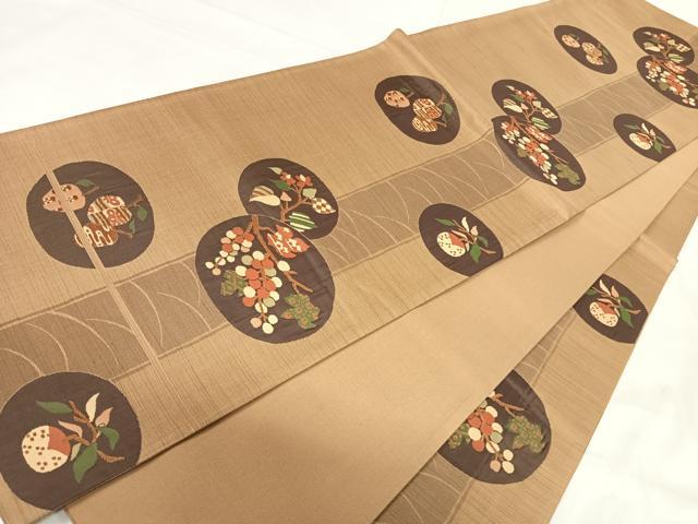 平和屋着物◎六通柄袋帯　花むらさき　花丸文　正絹　逸品　AABH0140yx