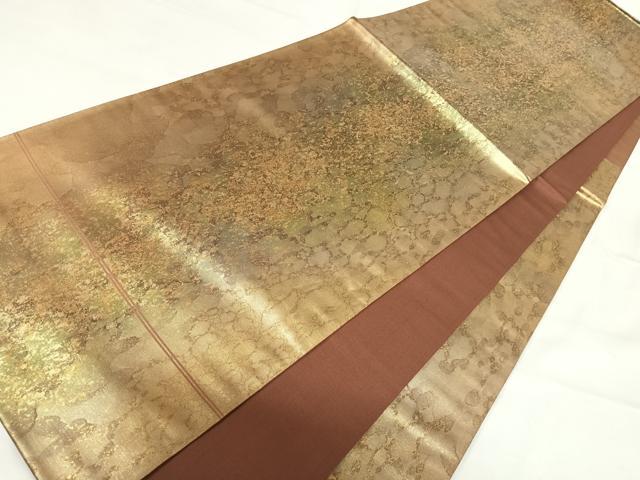 平和屋着物◎六通柄袋帯　霞文　引箔　正絹　逸品　AABH0141yx